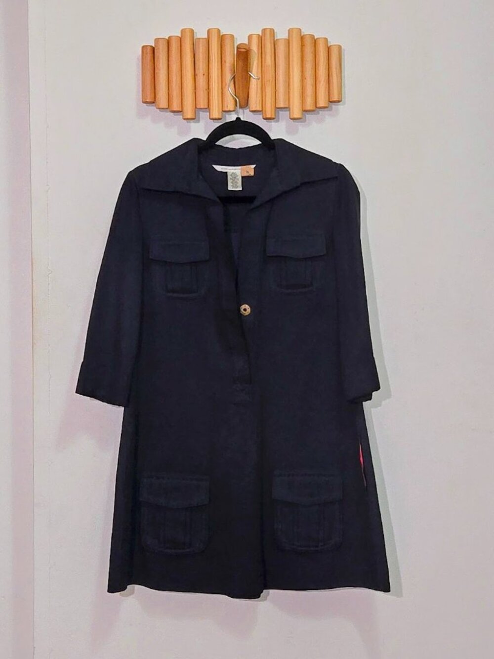 Size 6 Diane von Furstenberg (DVF) utility/safari-style mini-dress in navy